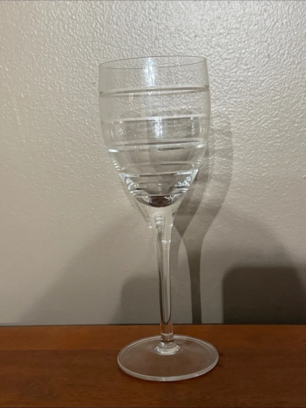 Clear Etched Stemmed Wine Glass - Single Piece